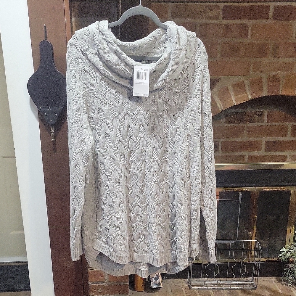 JEANNE PIERRE Light Gray Cowl Neck Sweater